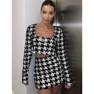 Zara Sequin Houndstooth 2 piece Set - Size Medium